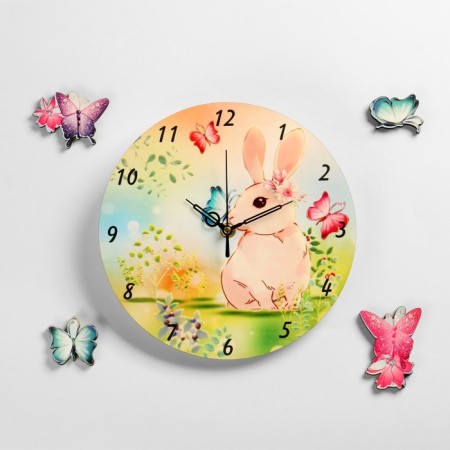 Wall clock, series: children's "bunny", discrete move, d-23.5 cm