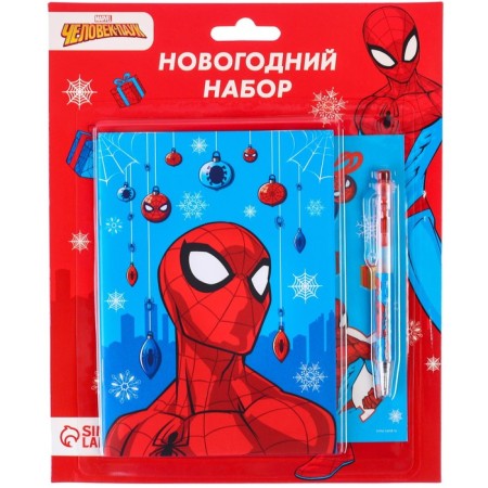 Chancellery "Happy New Year", notebook A6, pen, stickers, spider-man-1