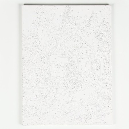 New Year's picture on numbers on canvas with the subframe "New Year! Winter night ", 40 x 30 cm-2