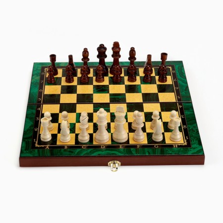 Board game 3 in 1 "Malachite": chess, checkers, backgammon, wood 40 x 40 cm-2