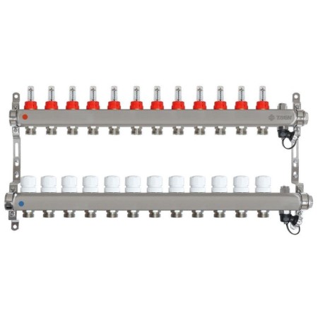 Taen UC-12, 1 "X3/4" collector group, 12 outputs, with flow meters, adjusting valve