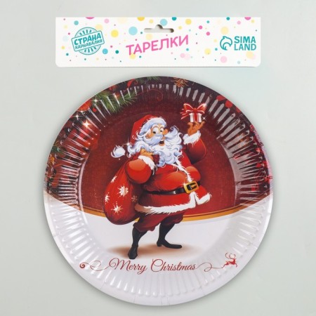Paper plate "Santa Claus with gifts", set of 6 pcs.-1