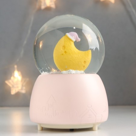 Souvenir polystone water ball light, music "dog sleeps in a month" 13x8x8 cm-4