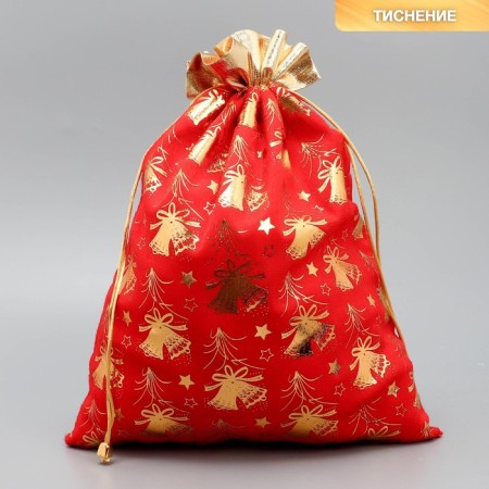 Bag gift plush "New Year's bells", bell, embossing, 30 x 40 cm +/- 1.5 cm, New Year-1