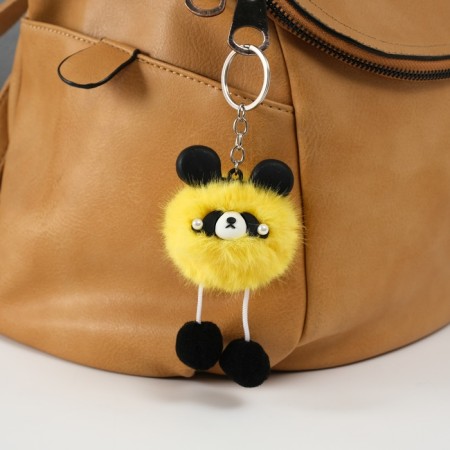Fluffy on the ring "Panda Modnik" yellow 9x6x6 cm