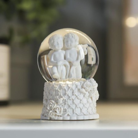 Souvenir Polystone Water Ball Light "Snowty Angels" MIX 6.5x4.5x4.5 cm-1