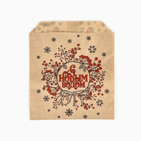 Envelope for sweets "Happy New Year", bullfinches, 14 x 16 cm, new year-1
