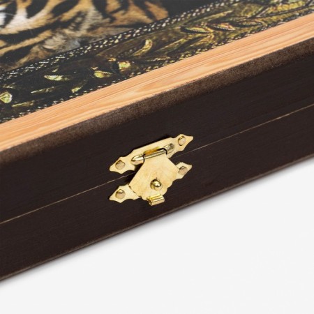 Backgammon "lion and tiger", wooden board 50 x 50 cm, with a field for playing checkers-5