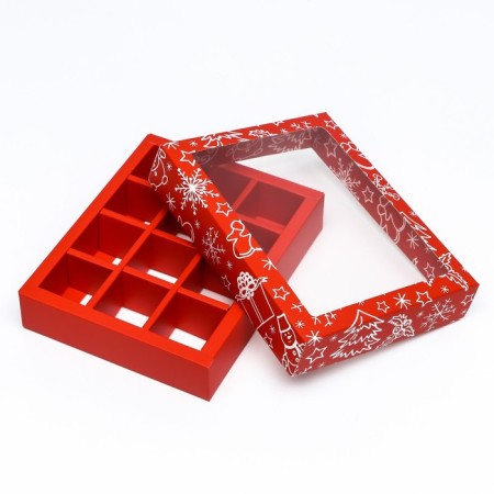 New Year. Box for 12 sweets "Snowman", 19 x 15 x 3.6 cm, confectionery packaging-7