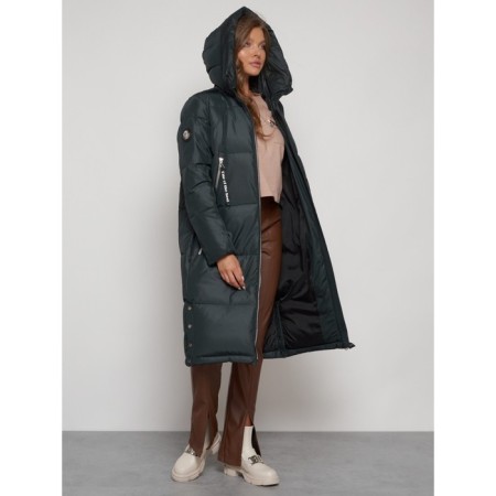 Coat insulated winter female, size 46, dark green color-17
