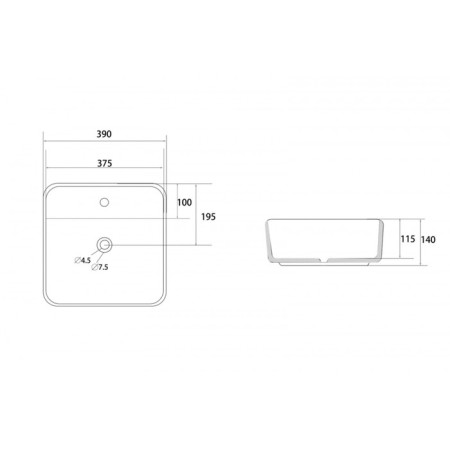ABBER RECHTECK AC2215 sink, invoice, 390x390x140 mm, white-4