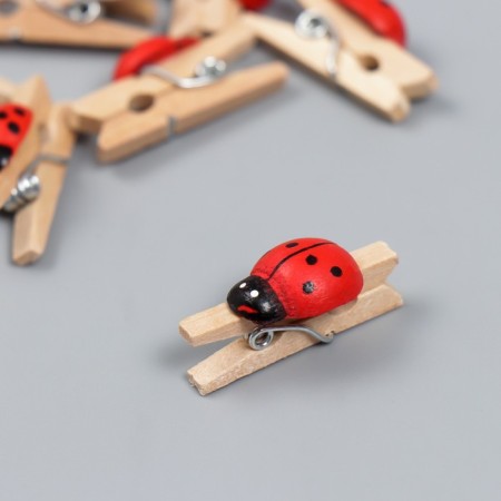 Decor for creativity Tree "clothespin with God's cow" (set 10 pcs) 2.6x1 cm