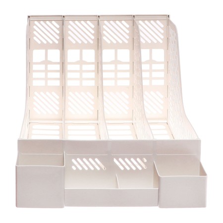 Vertical tray, 4 sections, with branches for writing accessories, calligrata, white-2