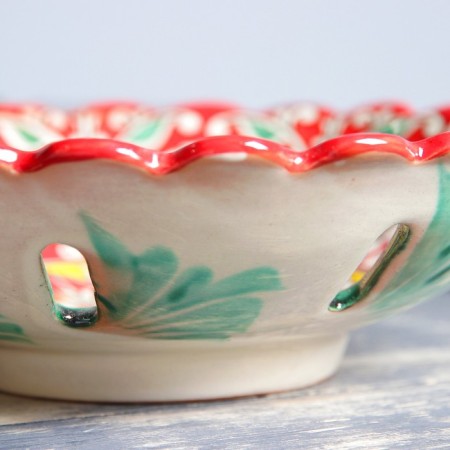 Rishtan ceramics "Flowers", 23 cm, red fruit-3