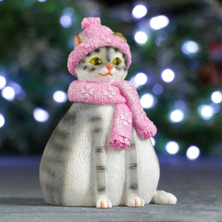 Piggy bank "Cat Charlotte" gray, 10x10x15cm
