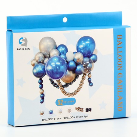 Set for creating compositions from balloons, set of 52 pcs., Blue, silver-1