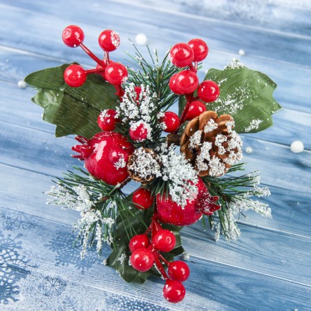 Decor "Winter Dreams" Grenade Berries Red, 15 cm-1