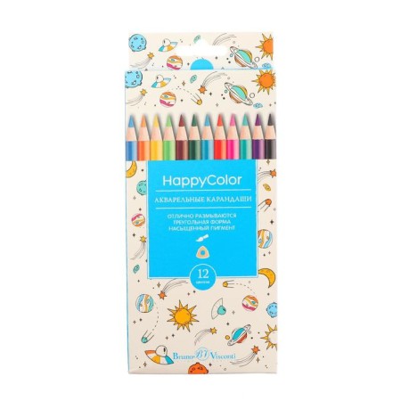 Pencils Watercolor 12 colors Happycolor, mix-1