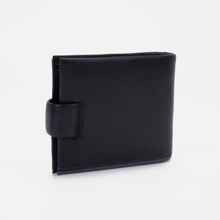 Male purse on a button, for bills, for cards, for coins, black color-1
