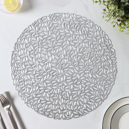 Set of serving napkins on the table "Manifik", d = 38 cm, 4 pcs, silver color-5