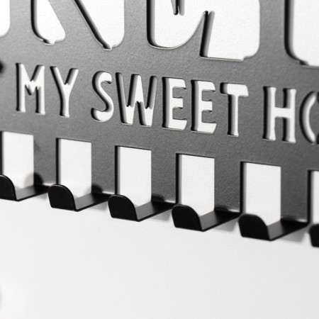 Decorative metal hooks "Cute house. Keys" Black 2.7x25.9x9.9 cm-2