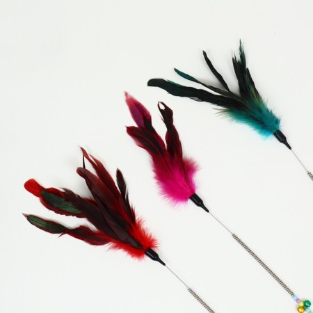 Drawing with feathers and 2 metal. tambourines and double pen (hard/flexible), 60 cm, mix-3