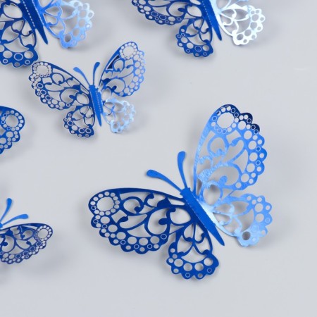 PVC sticker "Openland butterflies, bright blue" set 12 pcs 12 cm, 10 cm 8 cm-1