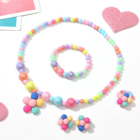 Set of children's “chosen” 4 subjects: clips, beads, bracelet, ring, flower, color-2