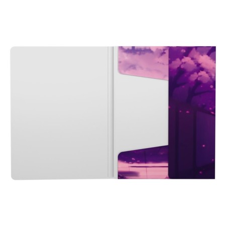 A4, 550 μm elastic band, Erichkrause "Manga (Lilac)", up to 300 sheets, embossing "Sand"-1