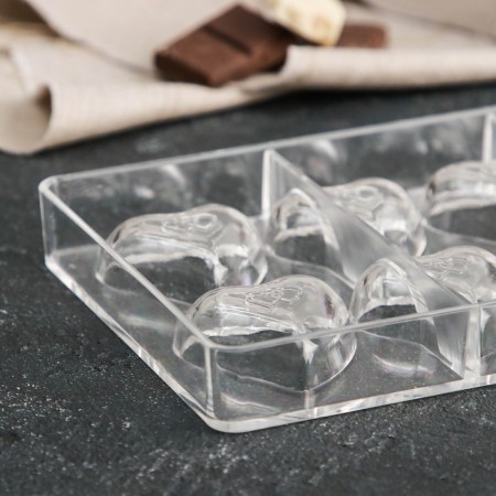 Form for chocolate and sweets "Heart", 20 × 12 × 2.5 cm, 8 cells (4 × 4 × 1 cm)-2