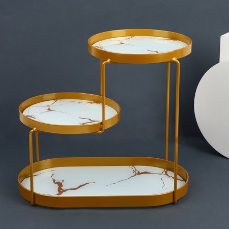 Organizer for storage, 3 sections, 30 × 17 × 26.5 cm, golden/white color-5