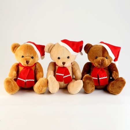 Soft toy "Bear", in the New Year's cap, 20 cm, brown color-4