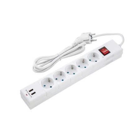 Düwi network filter, 5 outlets, 1.5 m, 10 A, PVS 3x0.75 mm2, with salary, 2USB, with curtains-2