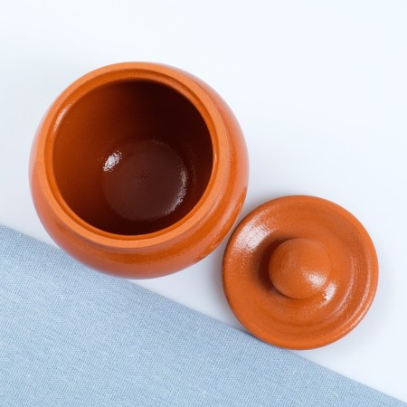 A hot pot with a Vyatka lid 0.5l, terracotta-2