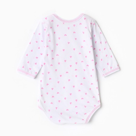Body baby with long sleeve, white/heart color, height 62-4
