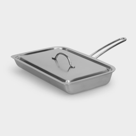 Luxstahl fish pan, 28x18.6x4.2 cm, anti -stick coating, stainless steel, induction-3