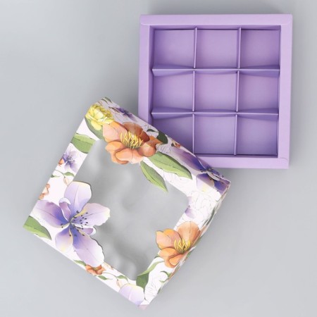 Box for sweets, confectionery packaging, 9 cells, “for you”, 14.7 x 14.7 x 3.5 cm-2