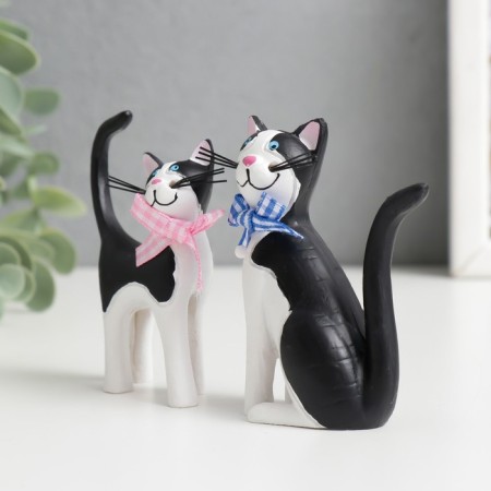 Souvenir Polystone "cats with bows" set 2 pcs 9.3x7x3.7 10x6.5x3 cm-2