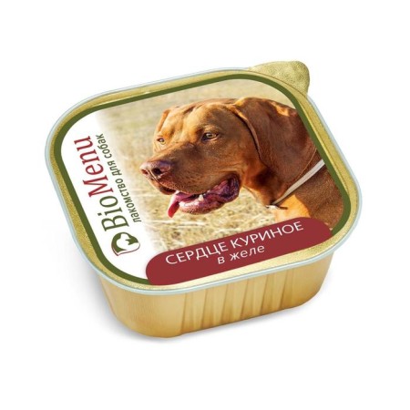Wet Biomenu feed for dogs, chicken heart in jelly, lamister, 300 g