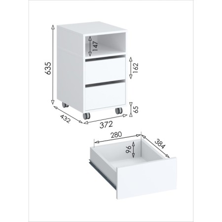 Mobile cabinet "Paris", 372 × 432 × 635 mm, white color-4