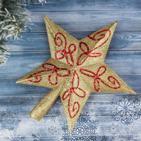 Top "Star" red patterns, 22x23 cm, red-gold