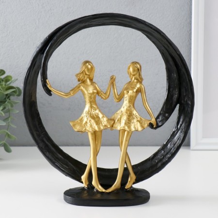 Polystone souvenir "Two girlfriends. Abstraction" Gold with black 24.5x7x26.5 cm