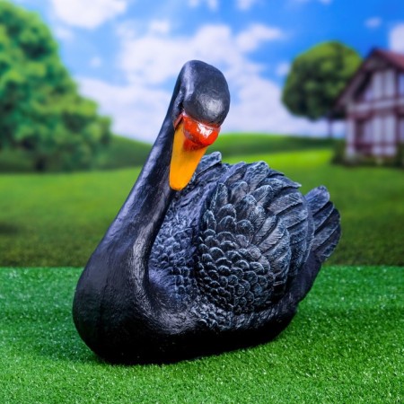 Garden figure "Swan" Black, 34x25x40cm-1