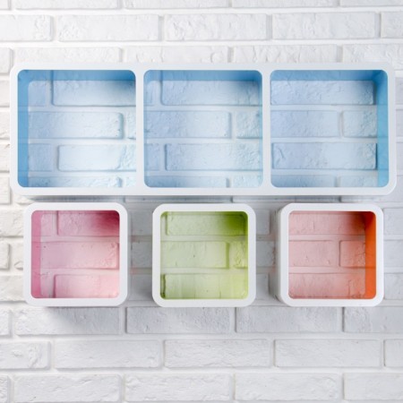 Set of wall shelves 1+3, multi -colored (large 75*26cm, 3 small 20*20cm)-1