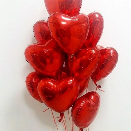 Foil ball 18 "heart" without a pattern, metal, red color-1