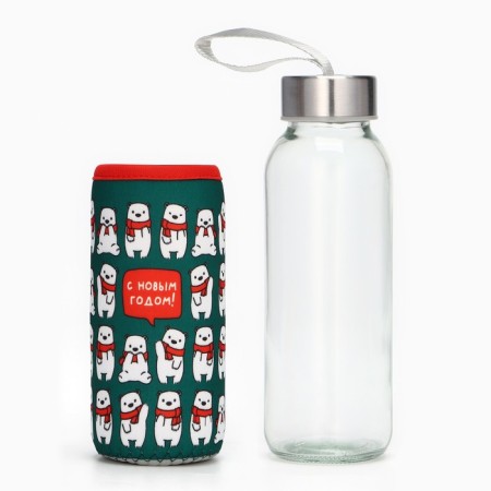 New Year. Water bottle "Bear", 350 ml-1
