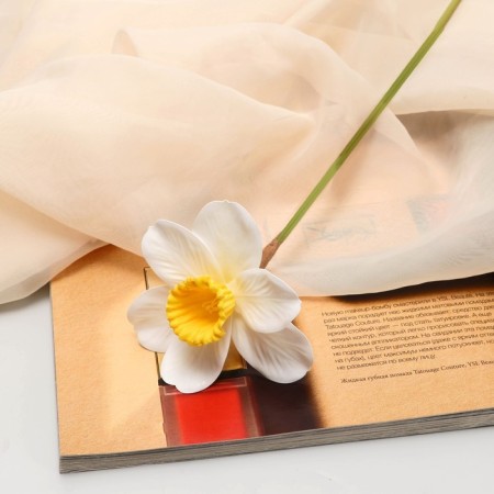 Artificial Flowers "Narcissus" premium, 9x35 cm, white-yellow