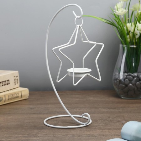 Summary Metal 1 Candle "Star on the arc" White 20.5x10x10 cm-1