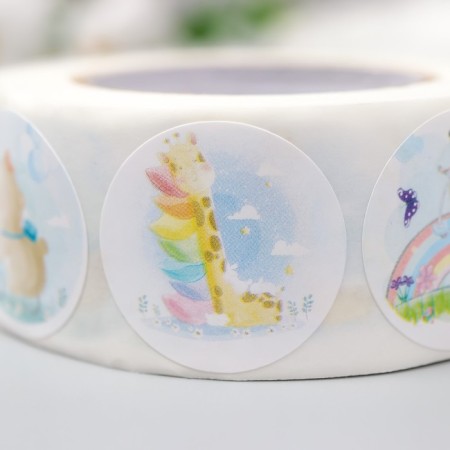 Stick Paper "Watercolor. Animals" d = 2.5 cm 500 pcs in a roll 3x6.5x6.5 cm-3
