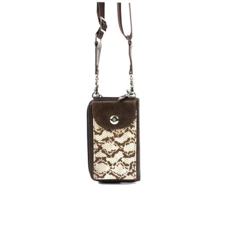 Bag for documents, n/k, 2 departments, beige python/brown.-5